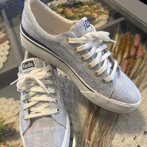 Keds canvas blue and white lace ups